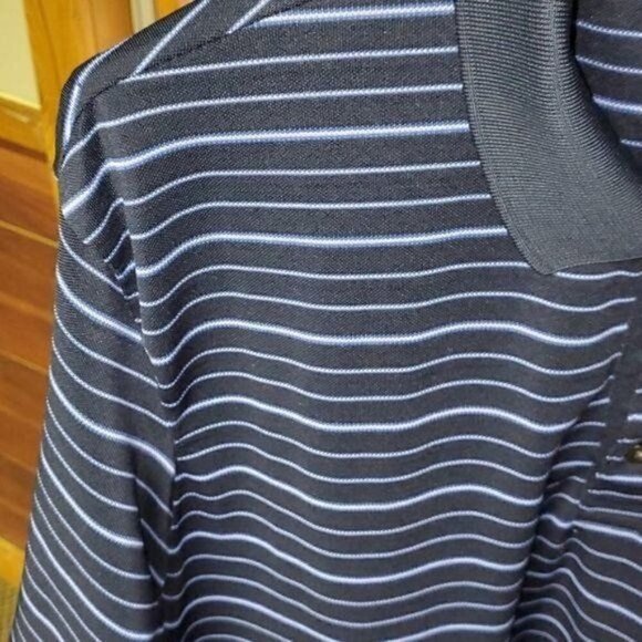 Chaps Golf Stay Dry Embroidered Blue Striped Short Sleeve Polo Sz XL Shirt - Picture 6 of 11